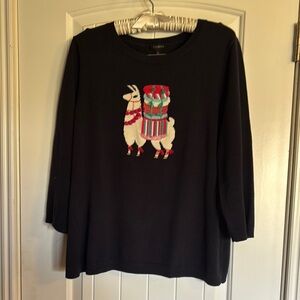 Stylish Black Sweater with Colorful Llama Design